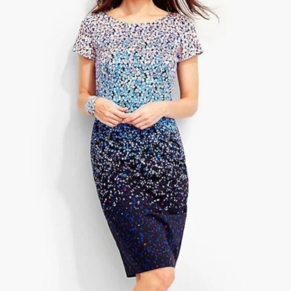 Talbots Dresses & Skirts - Talbots Floral Multicolor Ombre Sheath Size 8 Career Dress Cotton